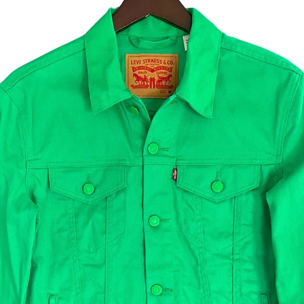 RARE Levis Limited Edition Trucker Jacket Mens M Neon Green Denim
